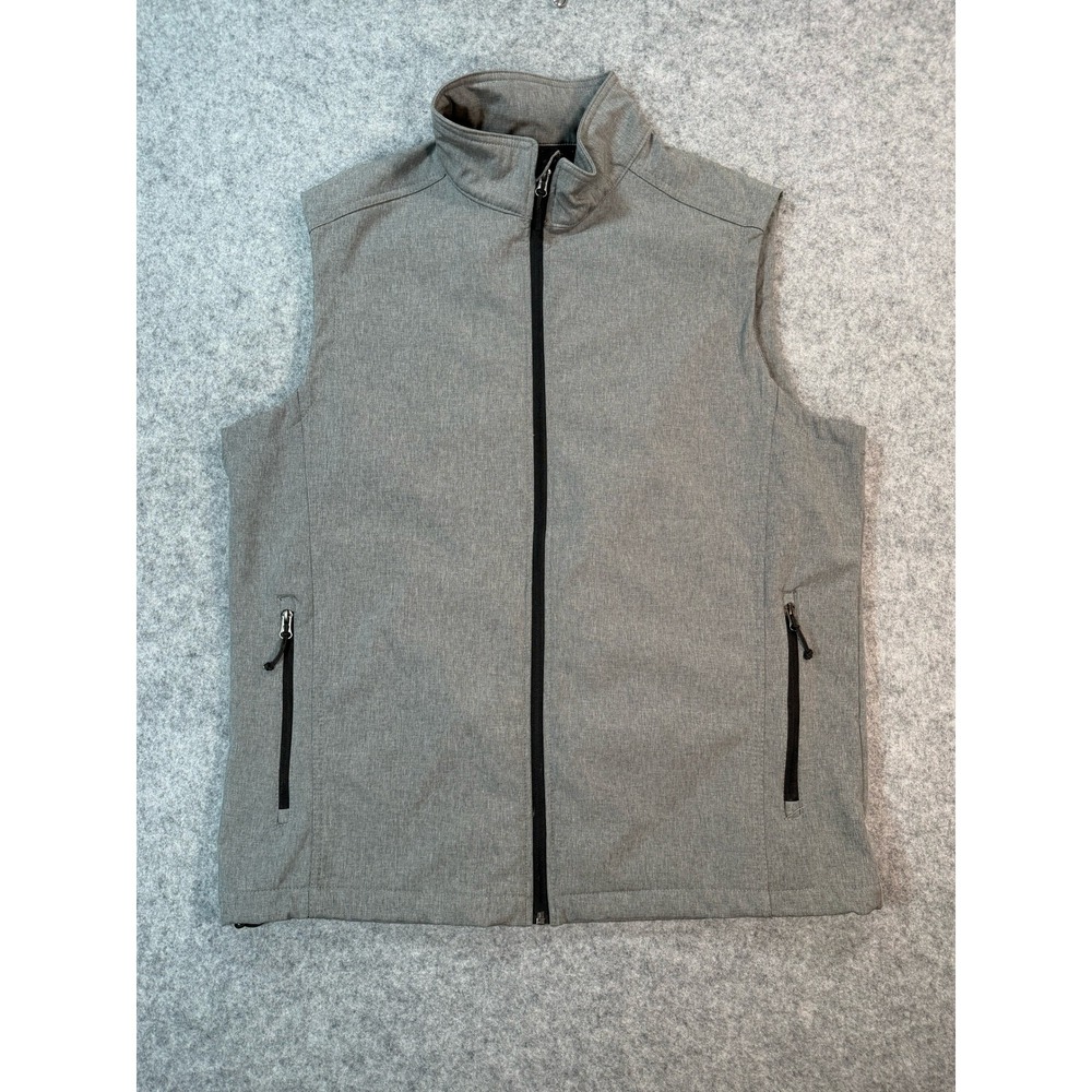 Leehanton Mens XL Softshell Vest Full‎ Zip Fleece Lined Heather Grey Outdoor